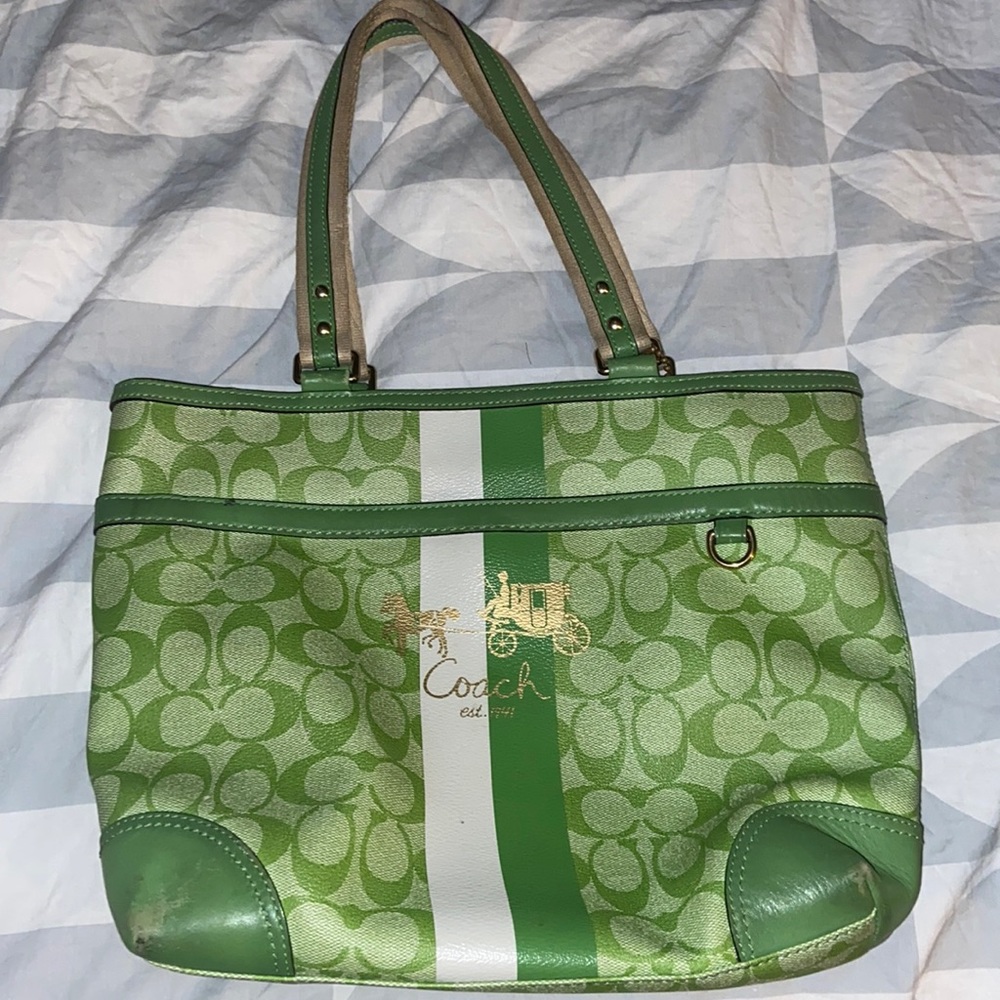 Lime green coach purse